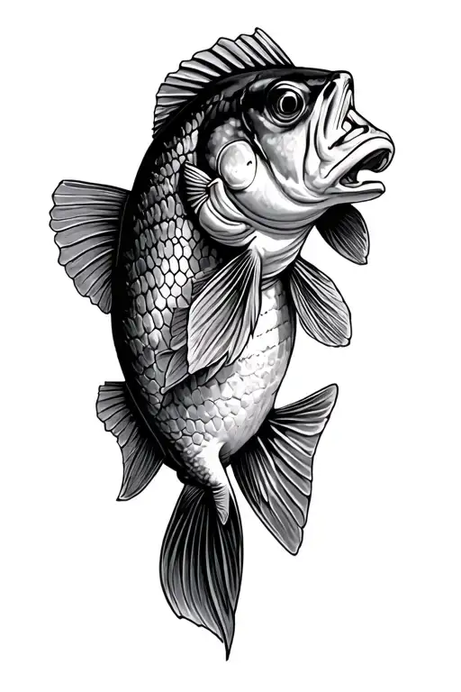Crappie fish jumping, proverbs 3:5 6, "like a mug", tattoo design idea