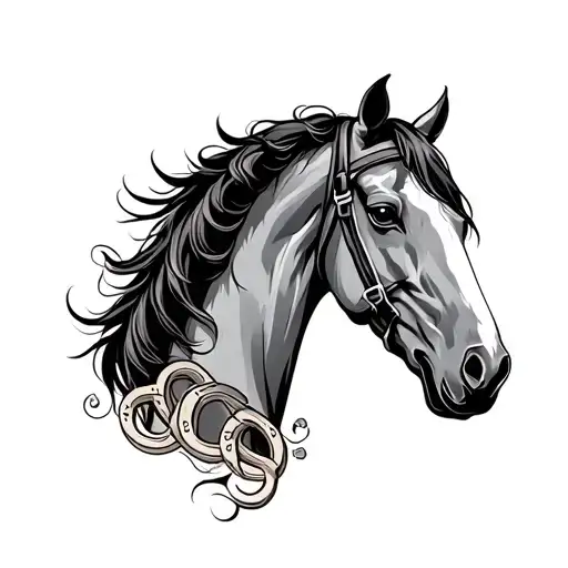 horses and horseshoes tattoo design idea