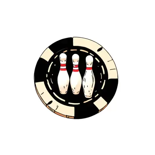 poker chip, bowling pins in the center tattoo design idea