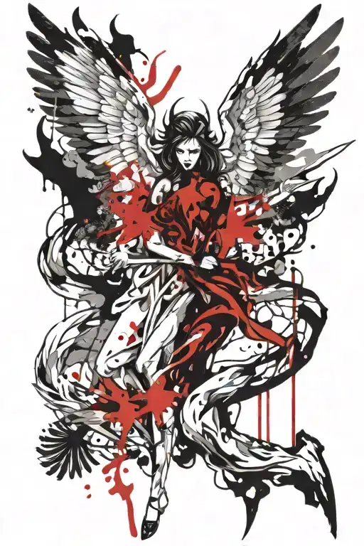 angel vs demon tattoo design idea