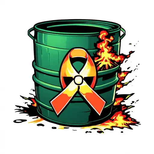 My Dads A warrior, toxic waste barrel,nuclear explosion, leukemia cancer ribbon tattoo design idea
