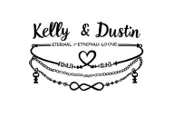 "Kelly & Dustin - Eternal Love" stacked bracelet on wrist including heart & key & infinity symbol  tattoo design idea