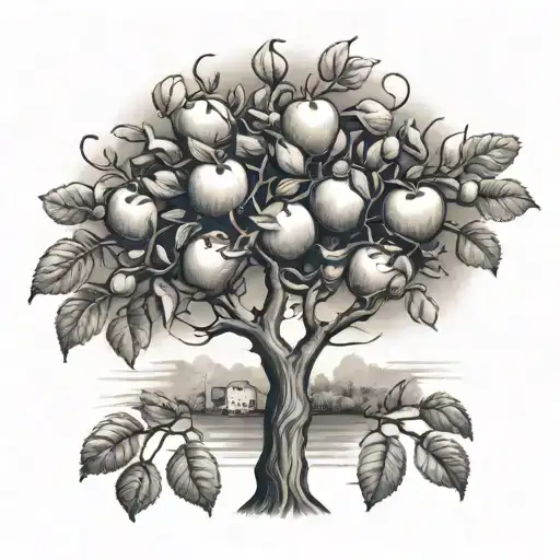 an apple tree tattoo design idea