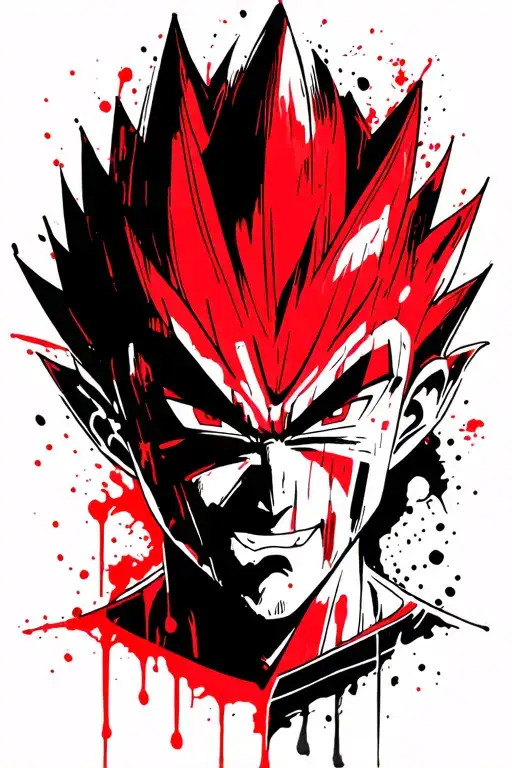 Majin-Vegeta from Dragonball as he says goodbye before killing himself tattoo design idea