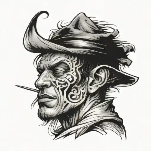 Sandman with middle finger tattoo design idea