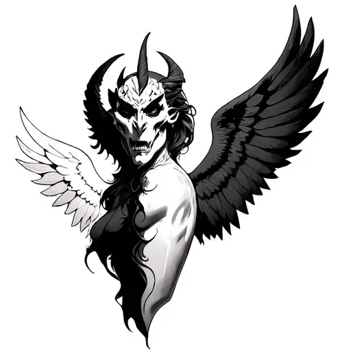 Half Demon Half Angel tattoo design idea
