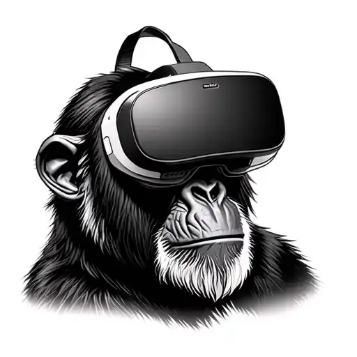 chimp with vr headset tattoo design idea