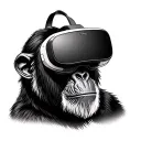 chimp with vr headset tattoo design idea
