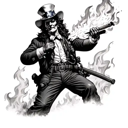 uncle sam as a firefighter battling flames tattoo design idea