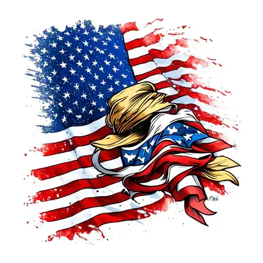 patriotic American flag background tattoo design idea