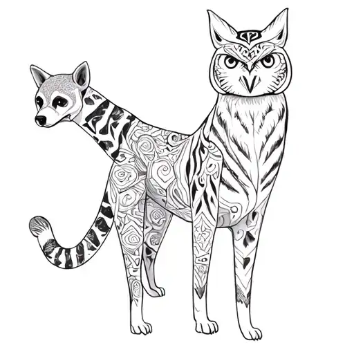Dog tigercodil Gene raccoon elephant giraffe cat owl fox tattoo design idea