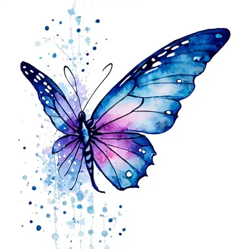 Open wing butterfly and trail of sparkles tattoo design idea