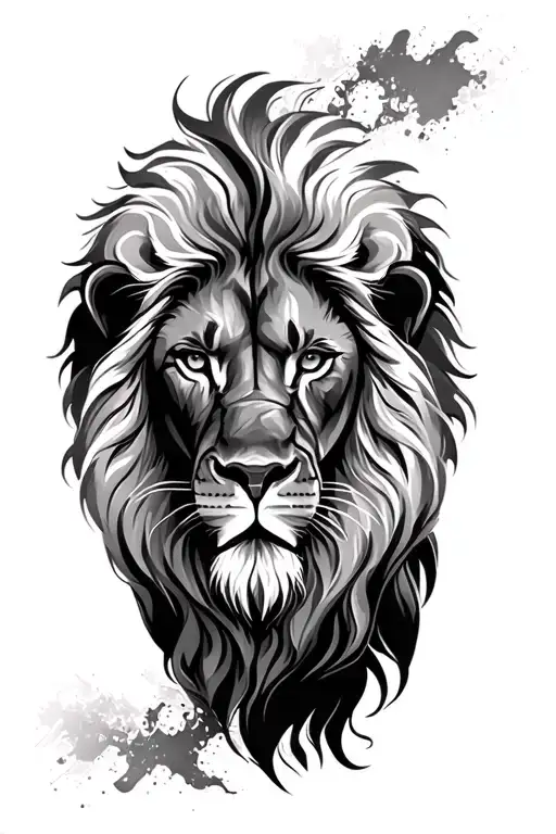 Male lion face tattoo design idea