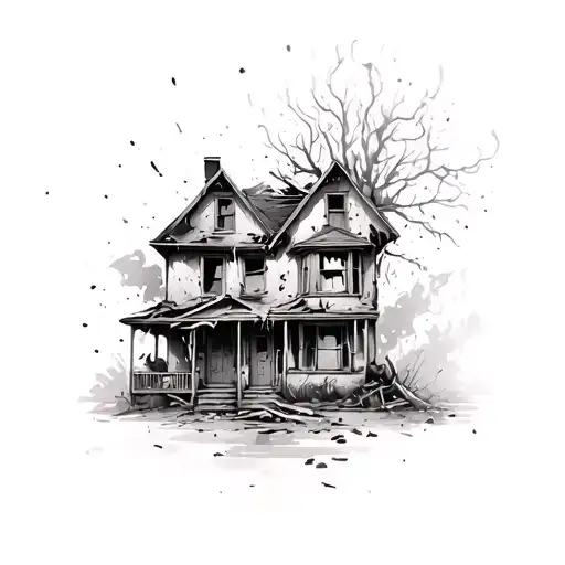 accidently burned down a house tattoo design idea