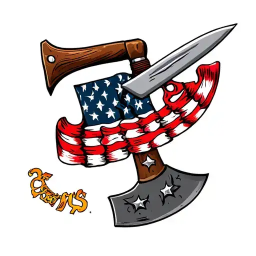 machete and hatchet tattoo design idea