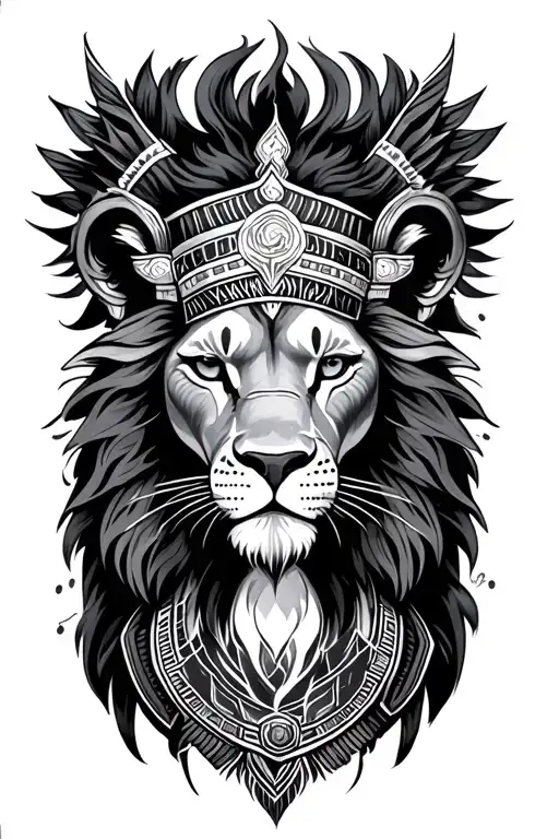 sekhemt lion wearing solar plex tattoo design idea