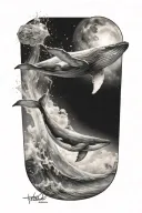 whale space tattoo design idea