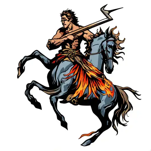 Sagittarius male fire tattoo design idea
