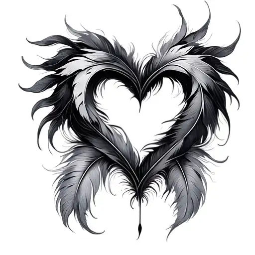 heart infinity feather  tattoo design idea