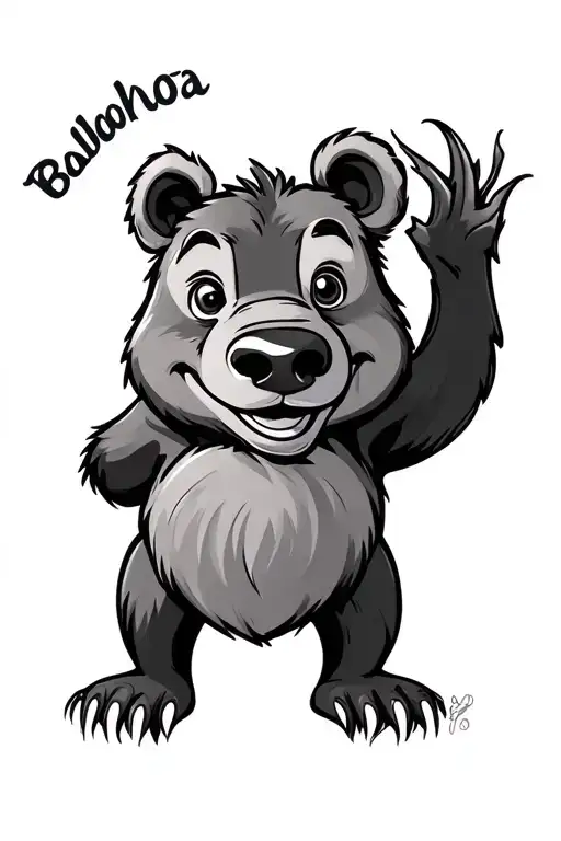 baloo bear smiling tattoo design idea