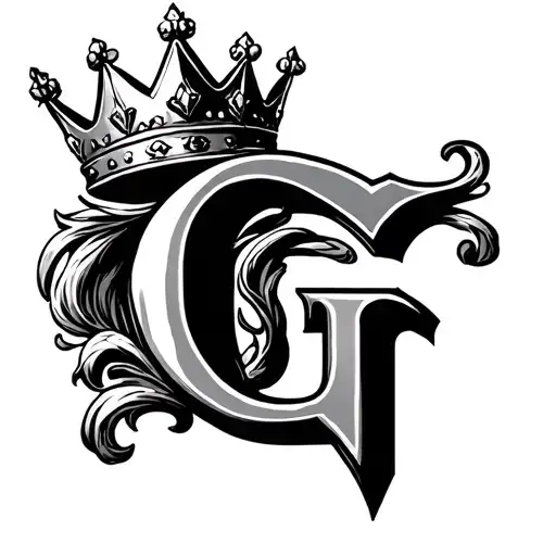 Capital Letter G with a crown as king in the top of the letter tattoo design idea