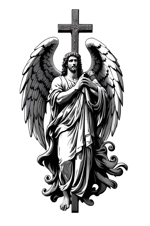St Michael Holding the cross tattoo design idea