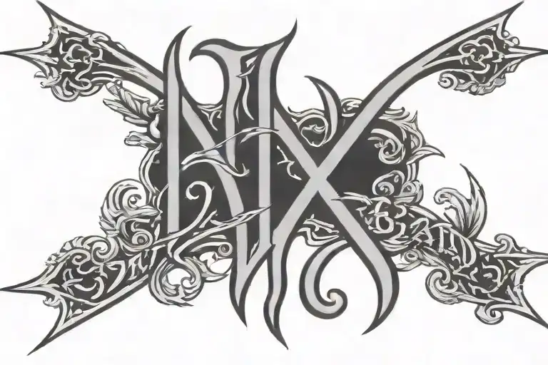 Ben Z Band letters old english gothic tattoo design idea
