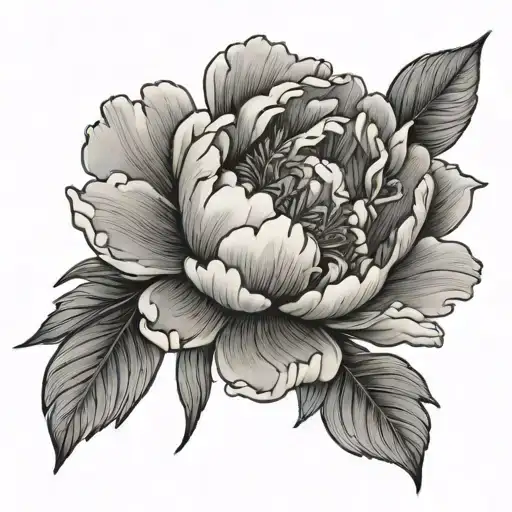 peony flower tattoo design idea