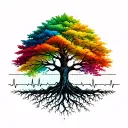 Tree EKG with colorful leaves and roots tattoo design idea