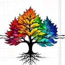 Tree EKG with colorful leaves and roots tattoo design idea