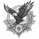 destiny + eagle+ karma + travel tattoo design idea