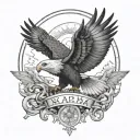 destiny + eagle+ karma + travel tattoo design idea