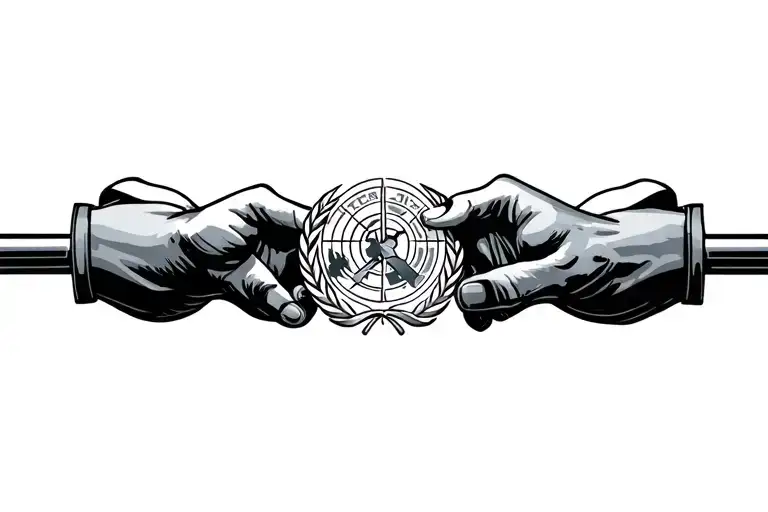 United Nations criminal justice intertwined tattoo design idea