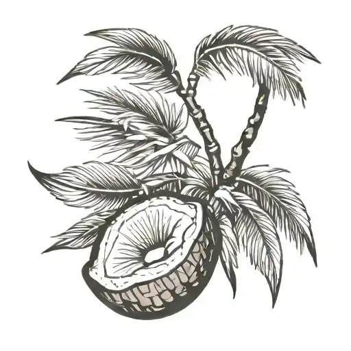 coconut tree branch tattoo design idea