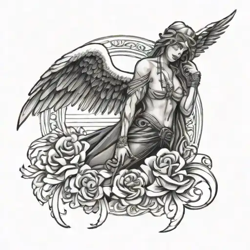 gangster angel tattoo design idea