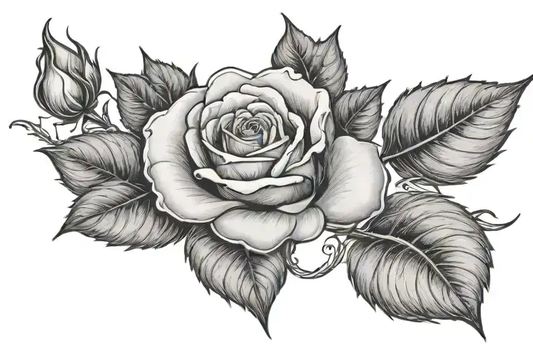 rose with squiggly stem with live love laugh on the stem  tattoo design idea