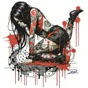 bend over,slim thick goth girl,emo, nude,sexy,lingerie,introverted,,long black hair, naked,fishnet,skirt,big butt,nails tattoo design idea