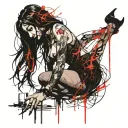 bend over,slim thick goth girl,emo, nude,sexy,lingerie,introverted,,long black hair, naked,fishnet,skirt,big butt,nails tattoo design idea