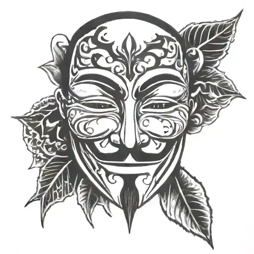 v for vendetta mask tattoo design idea