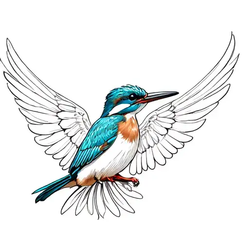 Kingfisher with open wings spread tattoo design idea