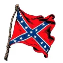 banner style Confederate Flag blowing in the wind without flagpole  tattoo design idea