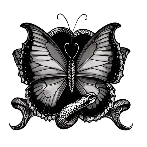Snake Butterfly tattoo design idea