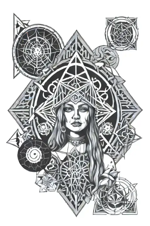 Witches and Hippie tattoo design idea
