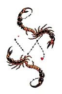 Scorpio and cancer constellations intertwined representing soulmates and love also including a scorpion and a crab  tattoo design idea