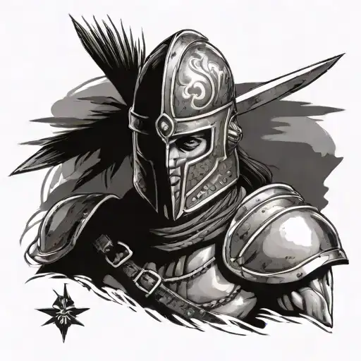 A spanish warrior having battle scars and no extra fighting gear  never give up attitude with no extra visuals.  tattoo design idea