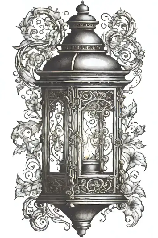 ornate vintage lantern by itself tattoo design idea