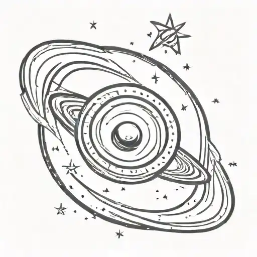 Saturn with 27 stars  tattoo design idea