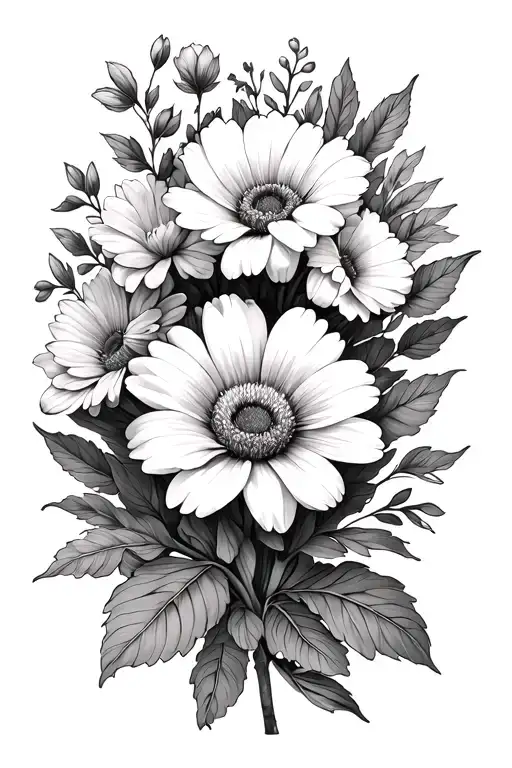 has flowers and the July, June, and December birthday flower tattoo design idea