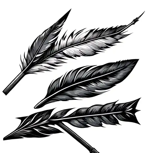3 arrows with feathers 1 large one and 2 smaller ones  tattoo design idea