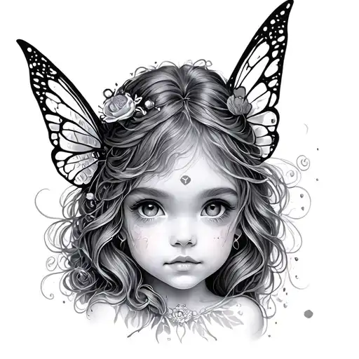 fairy peeking tattoo design idea